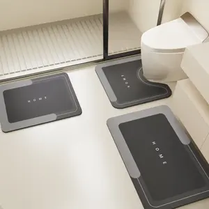 Bathroom Toilet Mat, 3-Piece Set, Quick-Drying Water-Absorbing Floor Mat, Rubber Anti-Slip Bottom Design, Suitable For Bathroom, Washbasin, Toilet, Kitchen, Living Room, Beside The Bathtub, Laundry Room, Bathroom Decoration. Father's Day gift