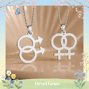 Double Venus & Mars Necklace – LGBT Pride Jewelry for Couples | Stainless Steel Minimalist Pendant Gift for Pride Month