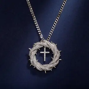 GAB High Quality Twisted Cross Zircon Necklace For Man&WWoman, Valentine's Day Gift Cuban Link Chain