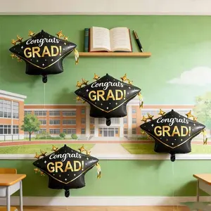 Graduation Cap Balloons Set, Grad Party Decorations, School Event Supplies, Classroom Atmosphere Enhancer, Design