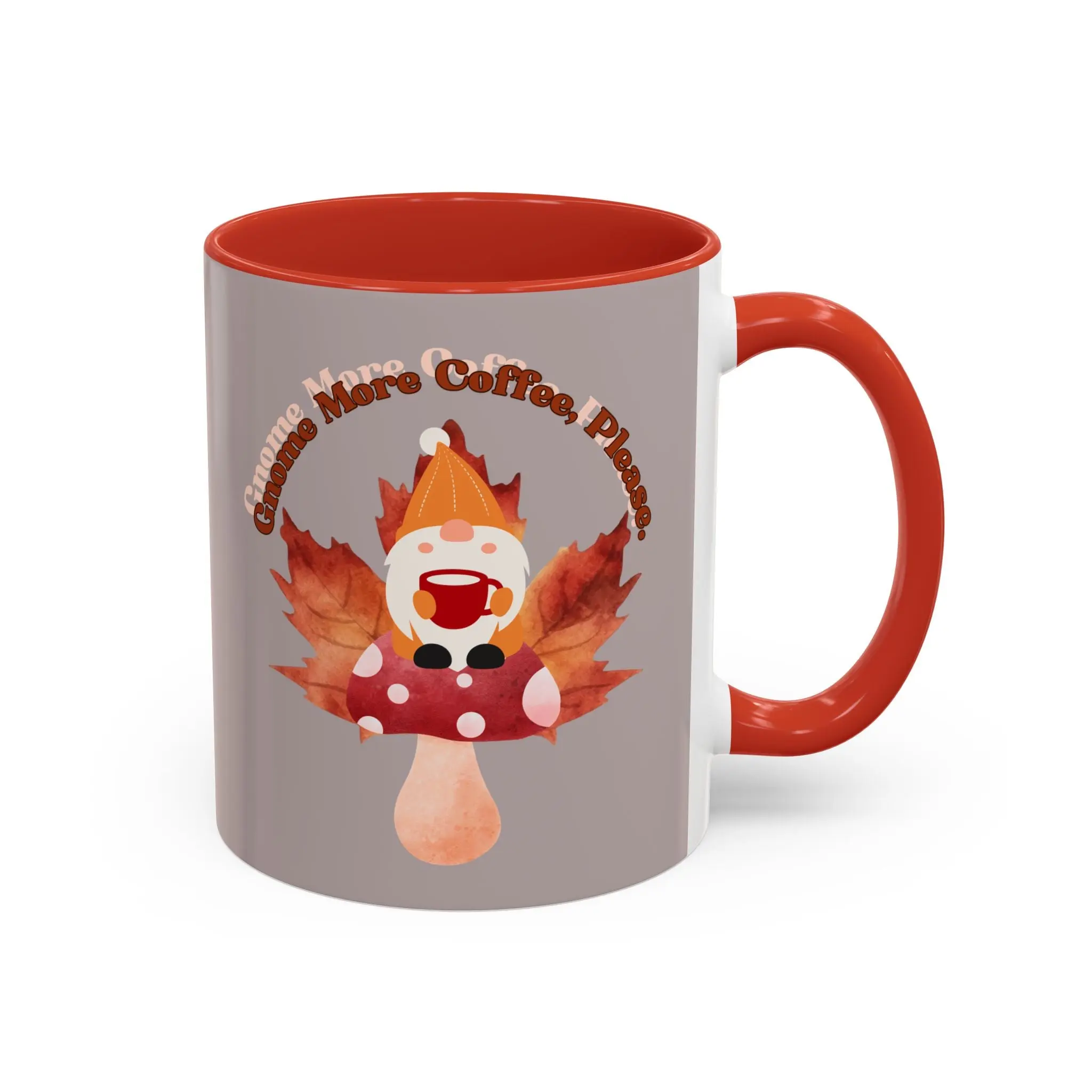 Coffee Mug - "Gimme More Coffee Please" Autumn Gnome Accent Mug
