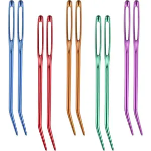 Yarn Needle,10 PCS Large Eye Crochet Needles for Yarn Colorful Sharp Tapestry Needle Stainless Steel Bent Darning Weaving Needles for Weaving Crochet Embroidery Projects