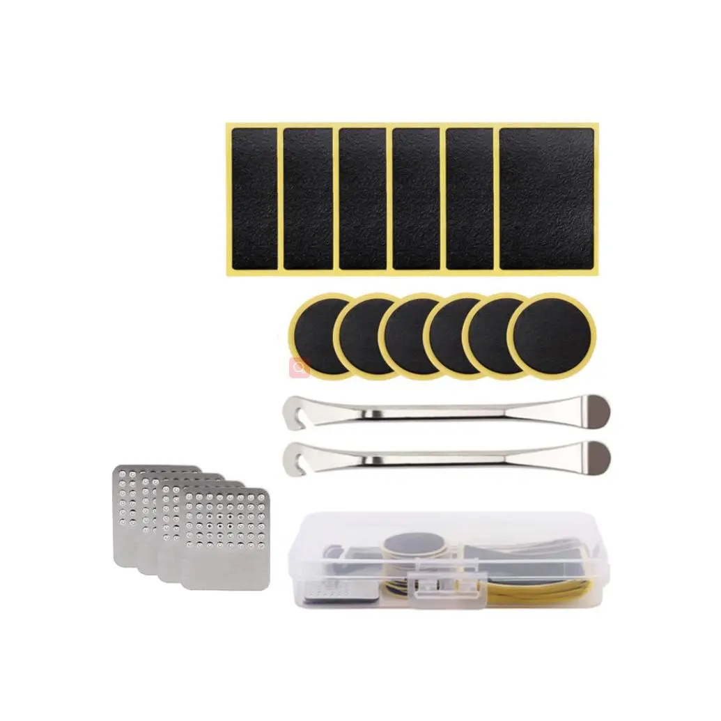 Bicycle Quick Tire Repair Kit with Glueless Patches Tire Levers Portable Storage Box Complete Fixing Set Bicycle Quick Tire Repair Kit with Glueless Patches Tire Levers Portable Storage Box Complete Fixing Set