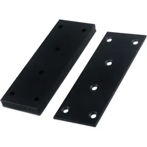 Flat Brackets 6 Pcs Duty Flat Straight Brace Bracket Flat Straight Mending Plates Black Straight Corner Brackets with Screws for Furniture Wood Shelves Cabinet(128mmx48mm)