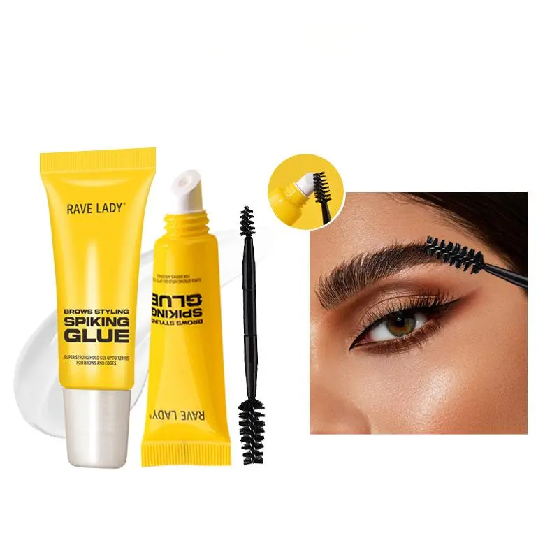 3D Brow Shaping Gel & Adhesive Tape Brush – Clear Waterproof Sweat-Resistant Eyebrow Styling Gel, Strong Hold Transparent Brow Enhancer for Natural Fluffy Brows