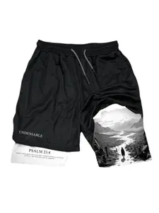 THE CROSS Performance Shorts Summer Double Layer Beach Pants Fitness Training Pant Sports