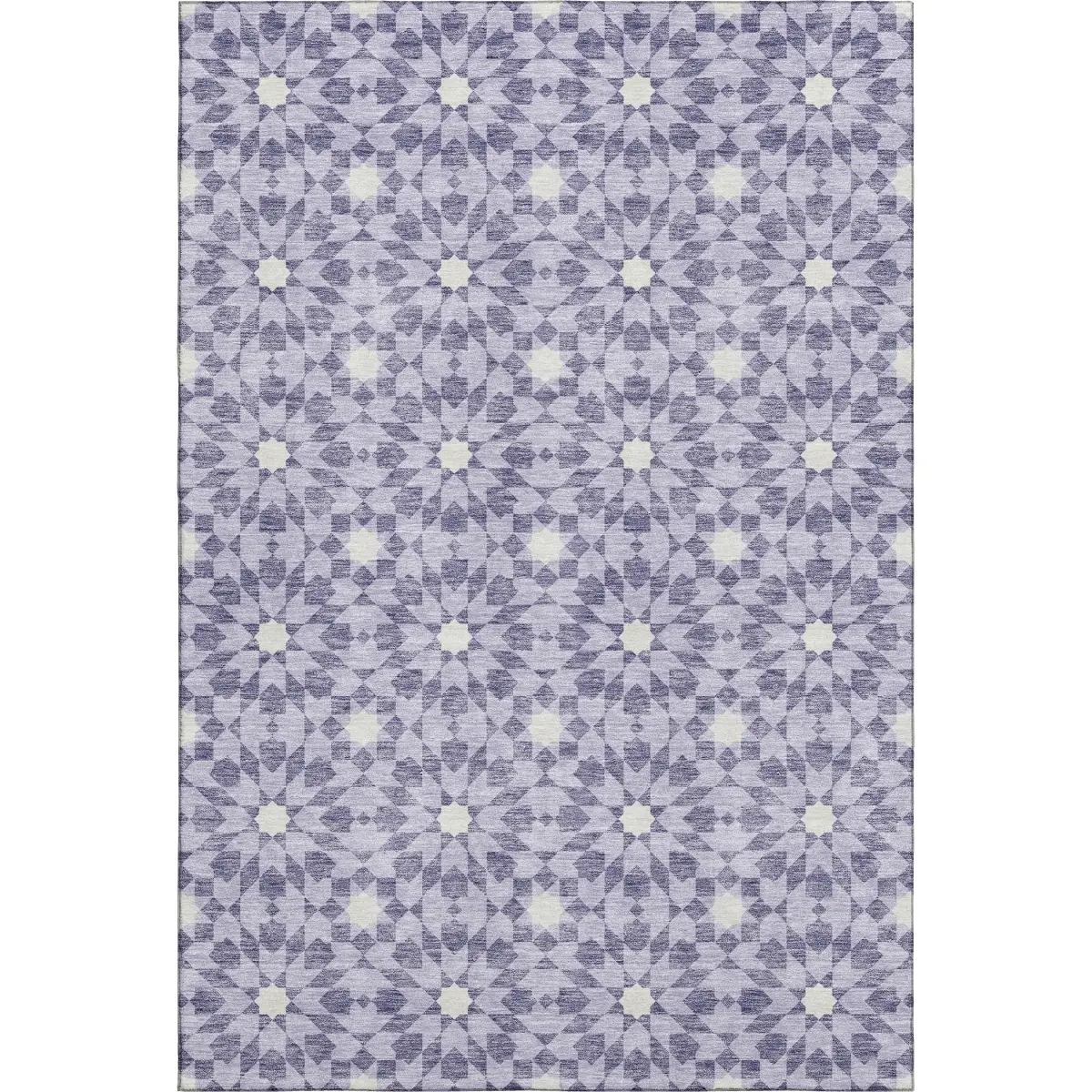 HomeRoots 662032 3x5 ft. Lilac & Ivory Geometric Transitional Machine-Washable Rectangle Area Rug with UV Protection, Lilac Area Rugs, Machine-Washable Area Rugs