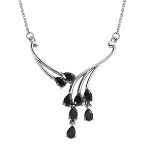Black Spinel 4.50 ctw Necklace 18 Inches in Stainless Steel Christmas Gifts