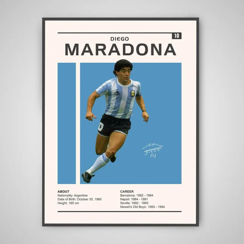Poster Maradona Onze Magazine Février 1980 – Foot Rétro Barça, Naples, Boca