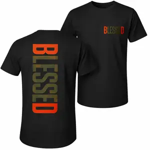 Men's Pure Cotton Short-Sleeve Shirt With Blessed Print—A Unisex Casual Style Perfect For Spring And Summer; Featuring A Cool Graphic Design And A Classic Crew Neck, Suitable For All Four Seasons.