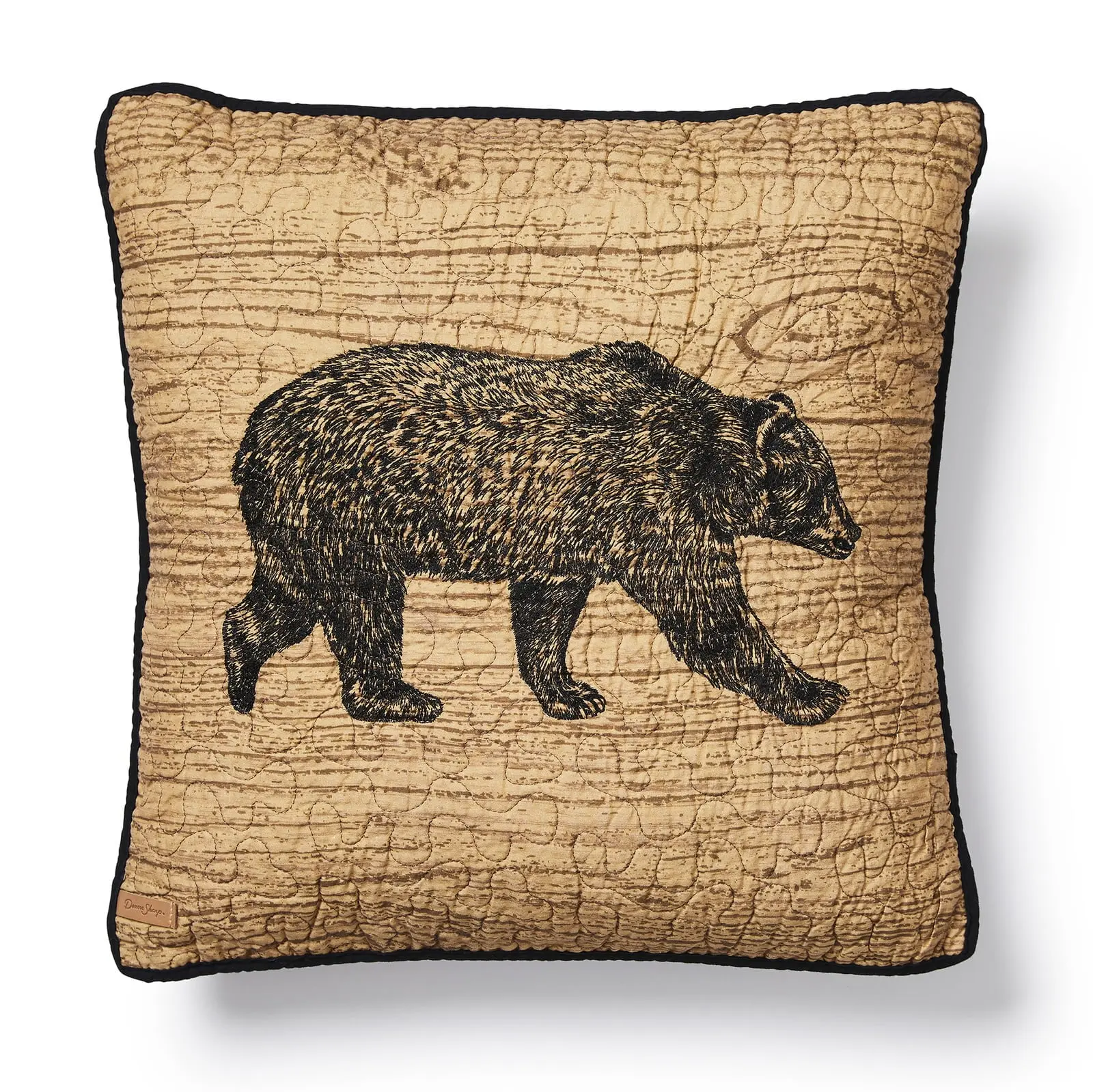 American Heritage Textiles 75415 Natural Cotton Casual Classic Decorative Pillow, 18x18 in Tan & Black with Rustic Wood Texture Oakland Cp Paw Design