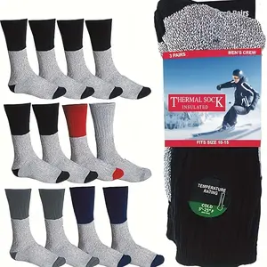 Warm Winter Socks: Unisex 6-Pair Pack - Fleece-lined socks suitable for wearing with boots in cold weather