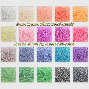 12000 Beads Per Pack, 5g Per Small Bag, Total 100g, 20 Colors, 2mm Cream Color Glass Seed Beads for DIY Jewelry Making, Jewelry Making Kit