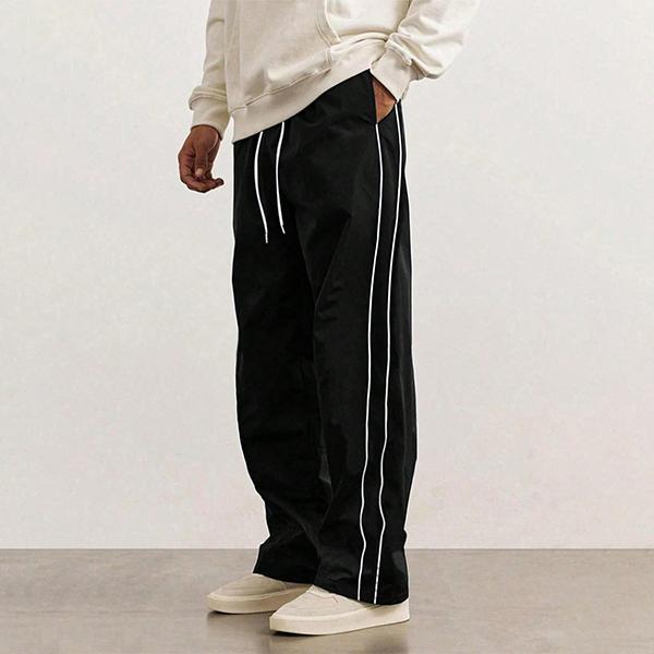 Men's Sports Pants Solid Color Drawstring Waist Loose Comfortable Fit Stripes Design Classic Fashion Athleisure Style for spring and autumn and Winter Daily Wear outdoors School Going Out,Casual Menswear,Please place an order according to size chart