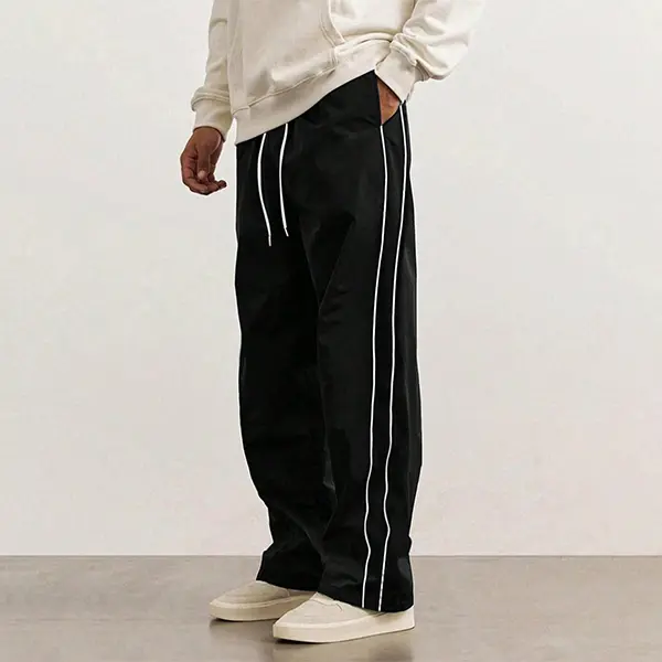 Men's Sports Pants Solid Color Drawstring Waist Loose Comfortable Fit Stripes Design Classic Fashion Athleisure Style for spring and autumn and Winter Daily Wear outdoors School Going Out,Casual Menswear,Please place an order according to size chart