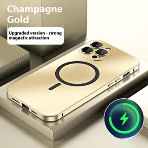 Champagne Gold Magnetic Case for iPhone 16 15 14 13 12 Pro Max Ultra Thin Full Coverage Lens Protection Wireless Charging Compatible with MagSafe