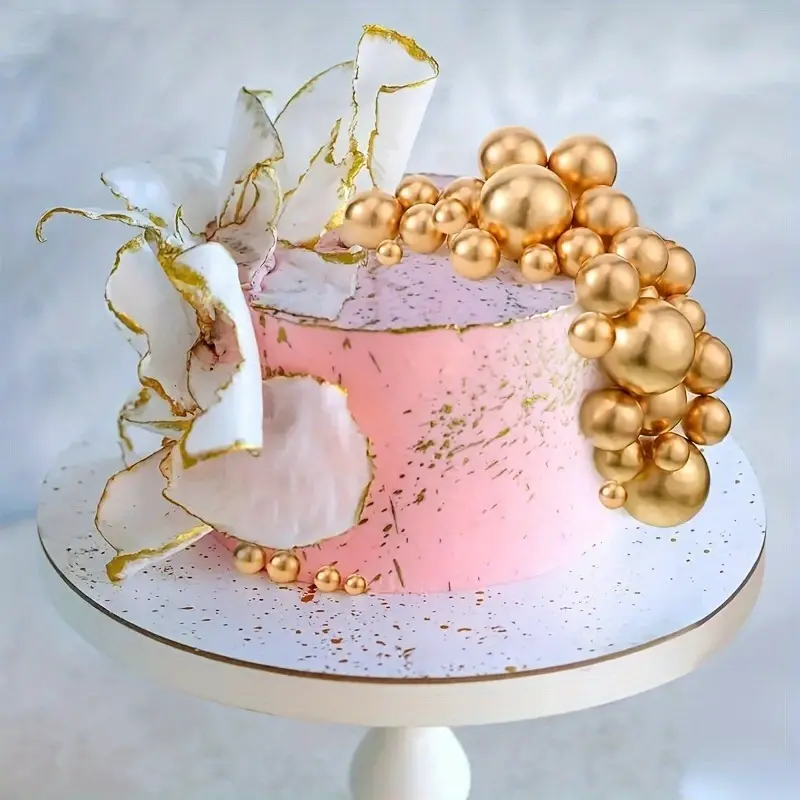 108pcs Golden EPS Foam Ball Cake Decoration Set - DIY Cake Ornaments for Christmas, Halloween Holidays (Toys & Hobbies, Badge Making Compatible)
