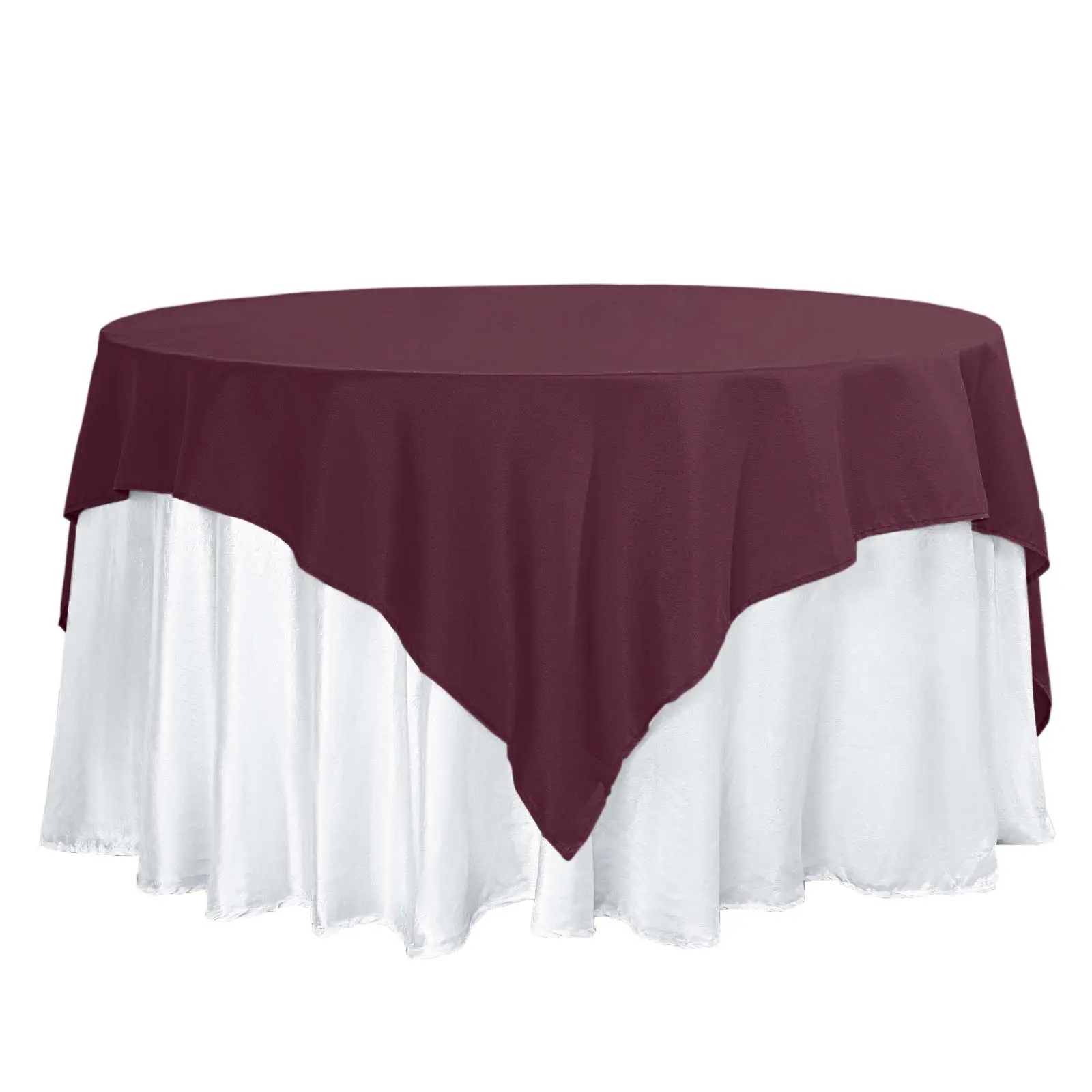 Polyester 70"x70" Table Overlay Square Tablecloth Burgundy - Wrinkle-Resistant & Durable Table Cover