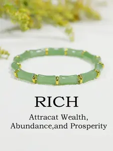 Women's Chinese Style Bamboo Knot Luck Bracelet with Artificial Crystal Beads, Perfect for Lunar New Year Gift, Daily Wear, All-Year Accessory, Crystal Beaded