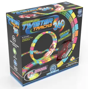 Twister Tracks Glow In The Dark Track Set Race Series 360 with 1 Light Up LED Race Car, 13 ft Track, and Car with LED Lights