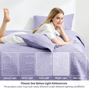 Double bed set with soft summer lightweight bedding - modern style coin pattern suitable for all seasons - 2-piece set (1 blanket, 1 pillowcase)