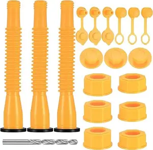 Gas Can Spout Replacement, No Spill Gas Can Nozzle with Fuel Vent Caps, Flexible Fuel Can Pour Nozzle Kit, Car Gas Can Nozzle Replacement Kit