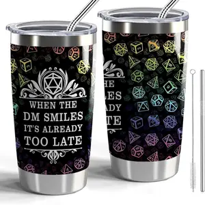 Fantasy Game Master Tumbler 20oz with Lid & Straw – Tabletop RPG Stainless Steel Travel Mug Gift