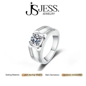 ��#199-XX��Classic 5ct Men's Ring, Round Cut VVS Synthetic Moissanite, 925 Sterling Silver Jewelry, Comfortable Fit, Birthday Anniversary Gift for Him