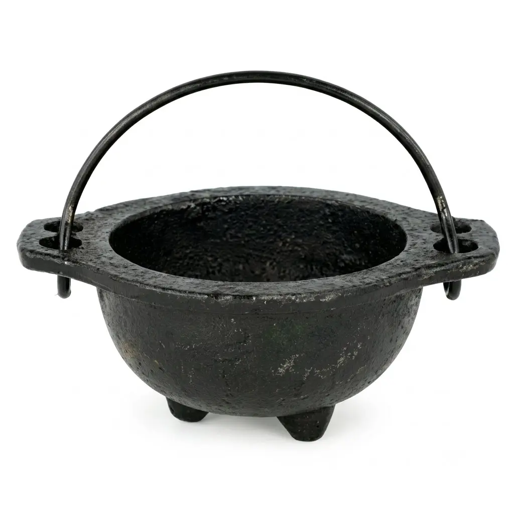 Cast Iron Cauldron 3 Inch — Altar Ritual Burning Bowl Gloss Black