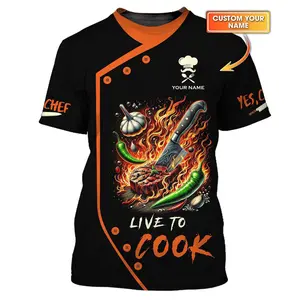Couteau de chef imprimé en 3D avec steak appétissant Chef T-shirts Cadeau personnalisé pour les amateurs de chef