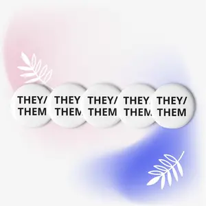 THEY/THEM Pins - Set of 5 Tinplate Pins with Scratch and UV-Resistant Coating - Decorative, Decor