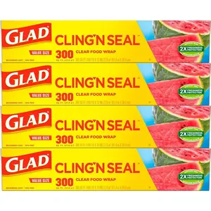 4 Pack 300 Sq Ft Per Pack Plastic Wrap For Kitchen Food Keep Fresh