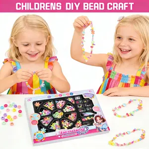 DIY Beading Craft Kit for Kids - Elastic Braided Rope, Educational Jewelry Weaving Toy for Bracelet & Necklace Making