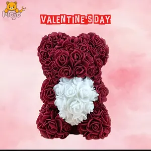 Rose Bear For Home Decor, Ideal for Home Decor and Gifts, 1 Count Creative DIY Cute Bear Design Artificial Flower bouquet ornaments, Artificial Rose Bear, Valentine's Day Gift Idea, Gifts for Girls, Flower Bear, Best Artificial Decoration Gifts for mom