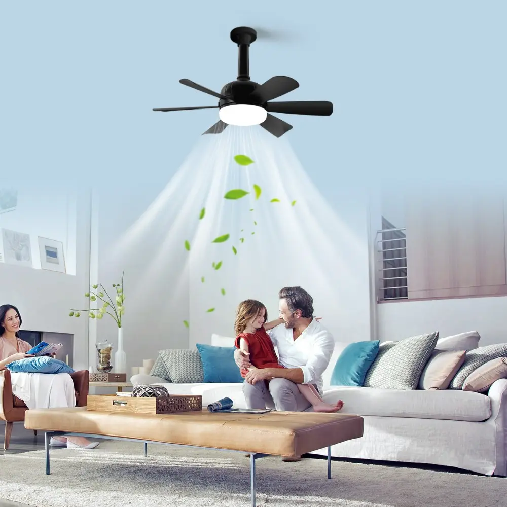 Variable Speed E27 Fan Light with Remote Control, 6-Speed Adjustment, Ceiling Fan Light, Adjustable Indoor Lighting, Home Ceiling Lighting for Living Room, Bedroom, Kitchen, Child's Room, APP Controlled
