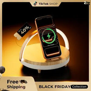 Warm Home Music Lamp 4-in-1 Wireless Charger Portable Speaker LED Night Light & Phone Holder Adds Soft Light Music Relaxing Nighttime Ambience Great for Home Gifting Adjustable Rgb Lighting