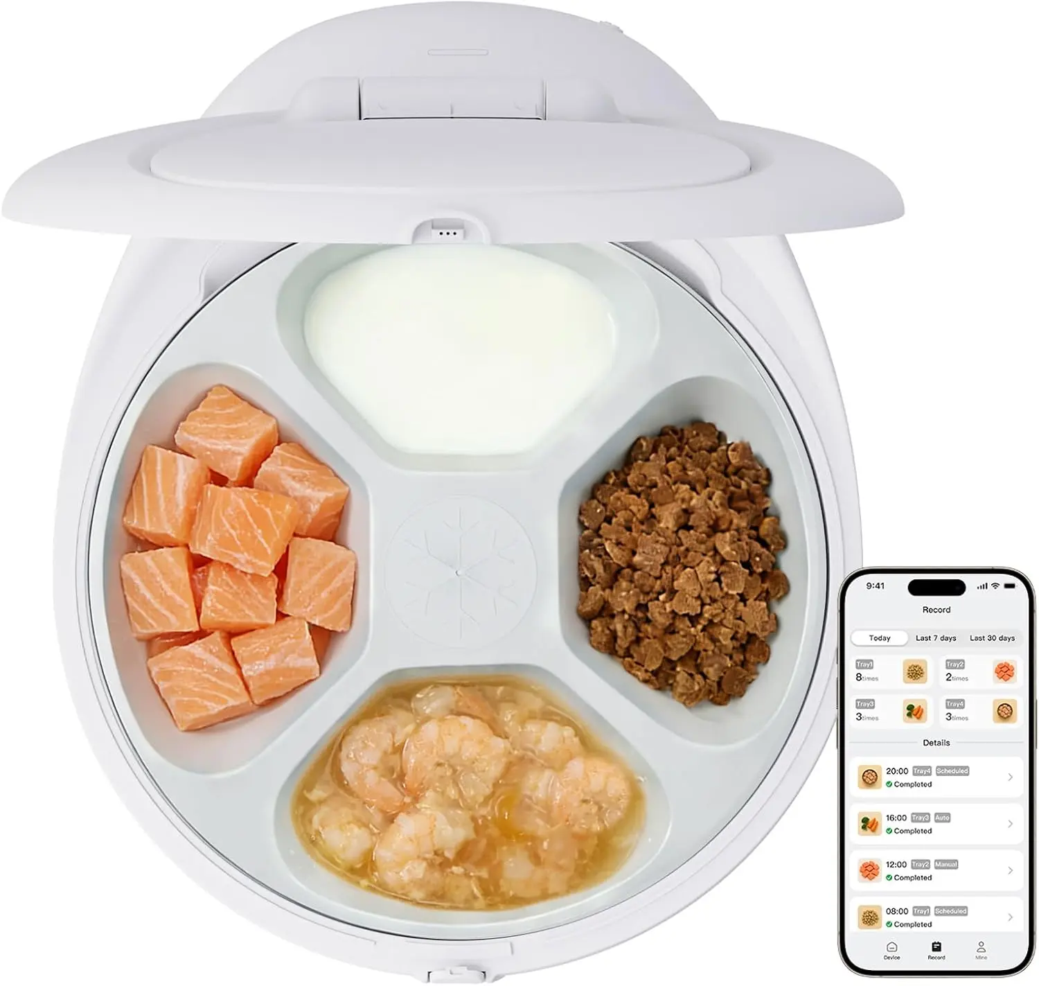 Smart Automatic Cat Feeder, Compact Indoor Dual-Temp Feeder with APP Control, Cooling & Heating for Wet/Dry/Raw Food, All Seasons Freshness, Feeding Grid Tray, Anti-Pinch for Cats & Small Dogs
