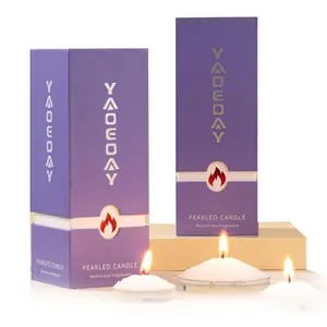 Mother's Day Gift Aromatherapy Candle Gift Box YAOEOAY Pearled Candle 18 Oz  Lemon scent  Long Lasting Powder Candles Lavender Scented Refillable Candle Sand with 35 Wicks for Candle Making Refillable White Beaded Wax Gift  for Graduation