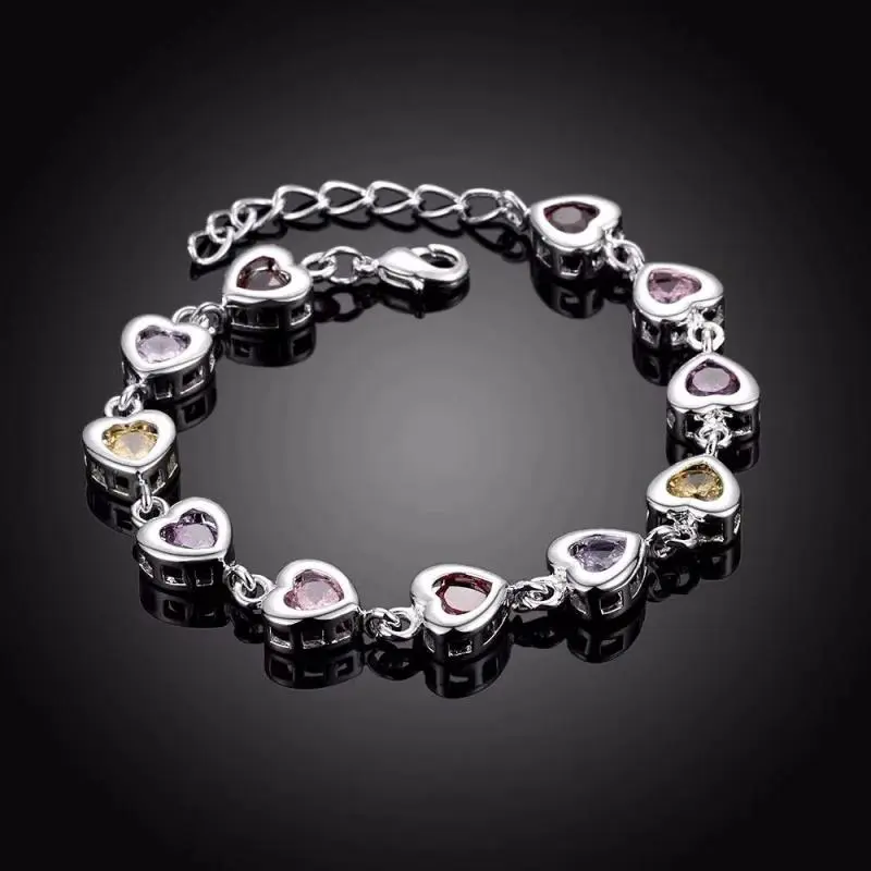 925 sterling silver elegant charm heart bracelet chain, beautiful crystal drop jewelry, fashionable ladies cute and versatile stainless steel lewis hamilton Pendant men's