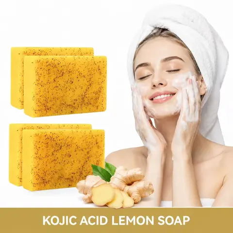 Natural Gentle Cleanser Fresh Lemon Turmeric Kojic Bath Soap Bars Gift Set - Kojic Soap Fragrance, Hydrating Moisturizer, Zesty Lemon Shower Lift, Contains Neither Harsh Additives, Self Care Products for Adults All Skin Types