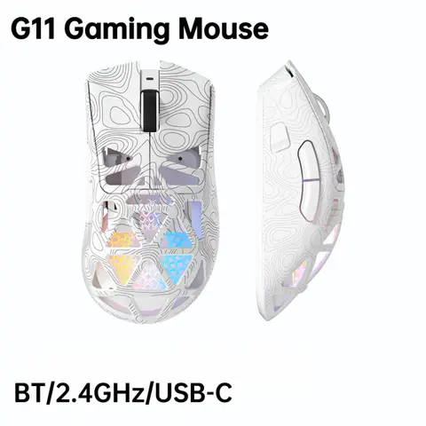 G11Mouse,WirelessGaming Mouse PAW3311 RGB Glow Tri-mode Bluetooth FastResponse Rechargeable,Super lightweight mouse Skeleton ,FPSMouse,Work Accessories, Multi-Device Compatibility for Multi-Platform Windows, Mac OS, PC, Laptop Work & Office Accessories