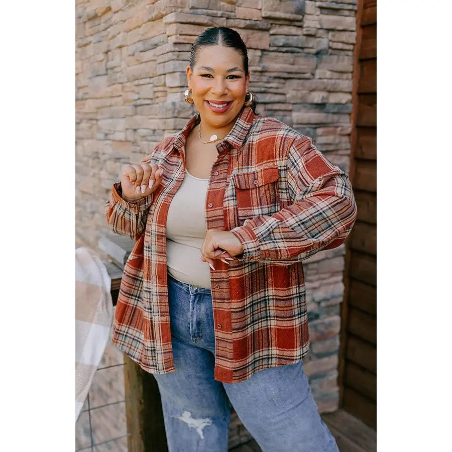 Pumpkin Spice Dreaming Plaid Jacket Curves