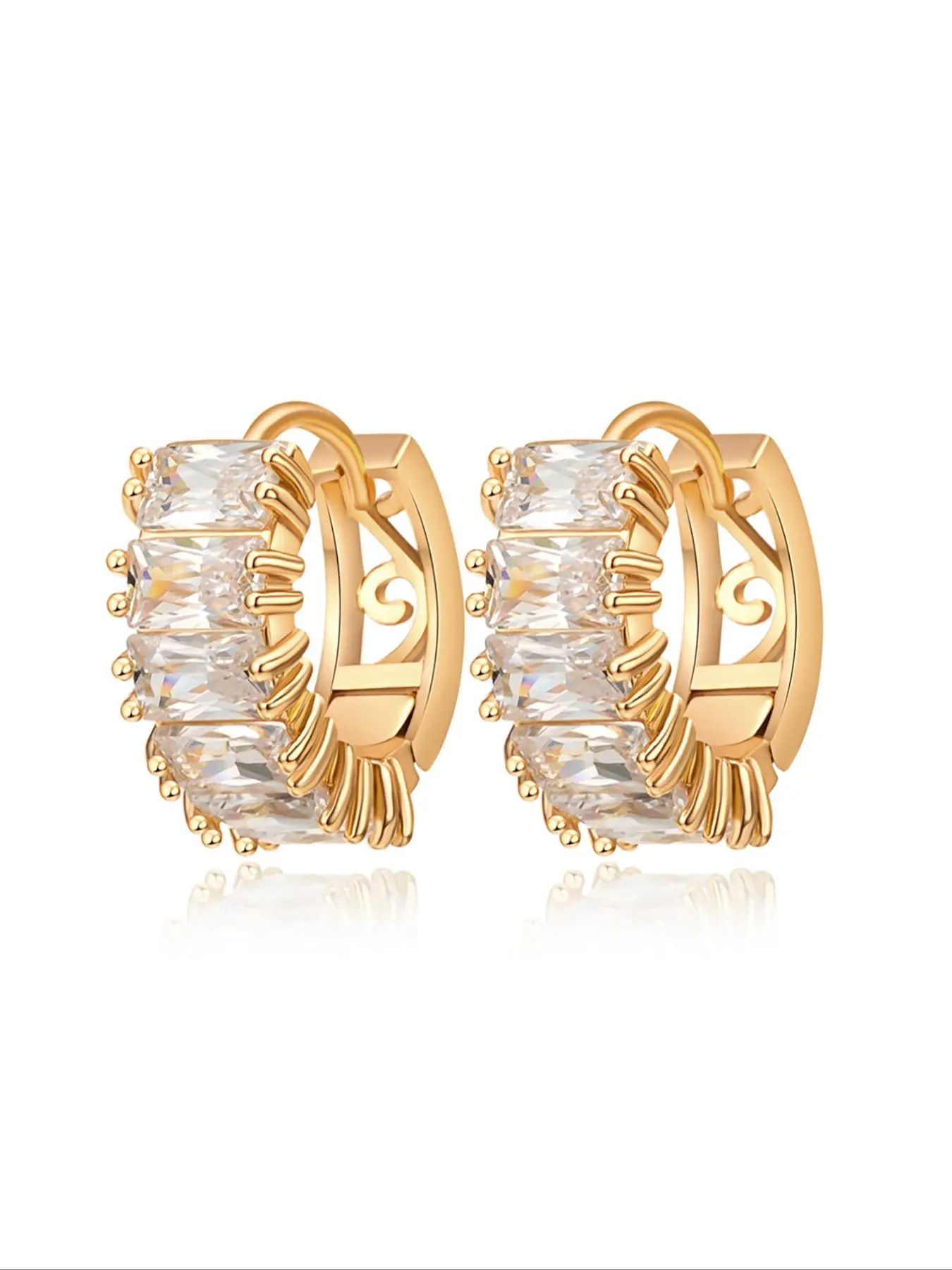 Cubic Zirconia Ring Earrings, Elegant Women's Jewelry, Perfect for Parties and Daily Wear, Stylish Accessory for Women