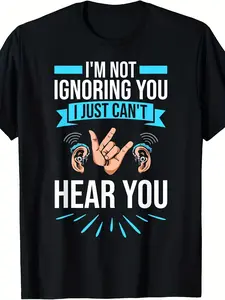 Unisex Youth Black Modern Humor V-Neck T-Shirt Celebrating Deaf Culture And ASL.This Deaf Awareness T-Shirt Is Designed for Both Men And Women, Featuring a Summer Style with Short Sleeves, Made from 220G Pure