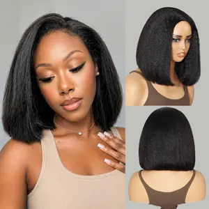 Mscoco Kinky Straight Bob Half Wig Natural Blowout Flip Over Install Glueless Beginner-Friendly Half wig