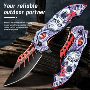 3.2-inch kitchen knives with a cool 3D ghost head pattern design. They are used for cutting meat, vegetables and fruits. Made of stainless steel, they are suitable for home kitchens or restaurants. A gift for men. Kitchenware Cooking