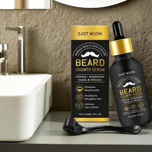 Men's Beard Care Oil 60ML with Roller, Natural Ingredients for Gentle Cleansing, Nourishing, Moisturizing, Hydrating and Softening Beard Oil Trio