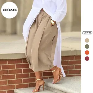 Sizx UOOZEE Women's Khaki Loose Multicolor Cropped&Long Trousers 100% Cotton Soft Summer&Autumn/Winter Comfortable Breathable Fabric Elastic Waistband Lantern Pants with Pockets Casual Style Bottoms Outfit Minimalist Spring Basic teacher ou