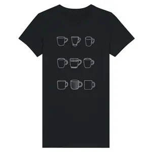 Craft & Coffee Enthusiast Women's Fitted Crew Neck T-Shirt in 100% Combed Cotton for Summer - Slim Fit, Short Sleeves, Premium Tee