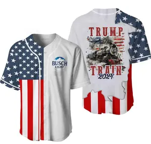 Trump Train 2024 Jersey Patriotic Baseball Jersey, Baseball USA Team Shirt, 4th of July Jersey, Free USA Jersey, Bush Light Shirt Gift For Baseball Player